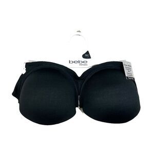 Bebe intimates Women Strapless Pushup Bra Underwire Clear Back Strap Black 36C*